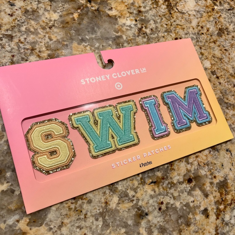 Stoney Clover Lane individual patch stickers that spell SWIM